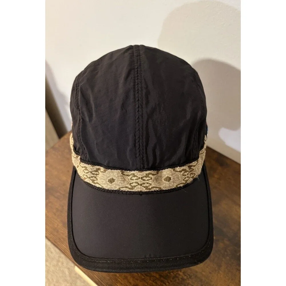 Kavu Synthetic Strapcap Hat Cap Size Medium Black Beige Trim 4 Panel Sports USA
